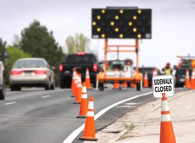 construction Sidewalk Closed - Road Work