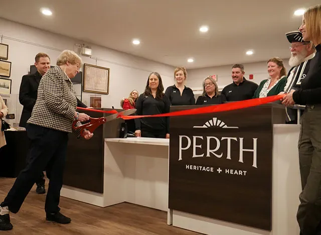 Ribbon-Cutting-Perth-Visitor-Centre Ribbon cutting at the renovated Perth Visitor Information Centre.