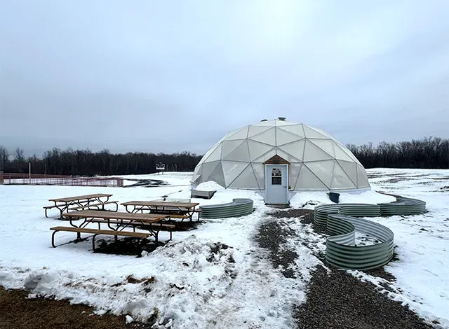 SFDCI Dome 1 Geodesic dome in the SFDCI school yard.