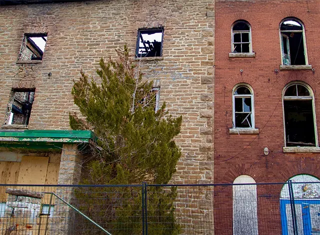 What is left of the old water treatment plant in Smiths Falls.