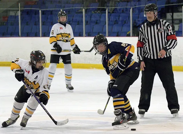 HEO District 4 referee Lou Matura officiating a minor hockey game.
