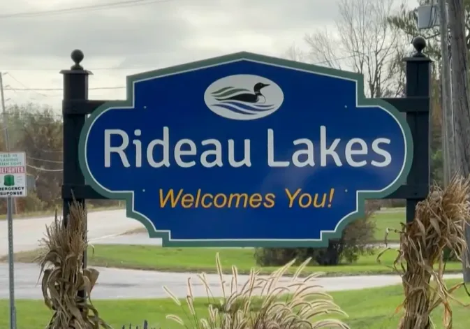 Rideau Lakes council to be monitored by province. Sign reads 