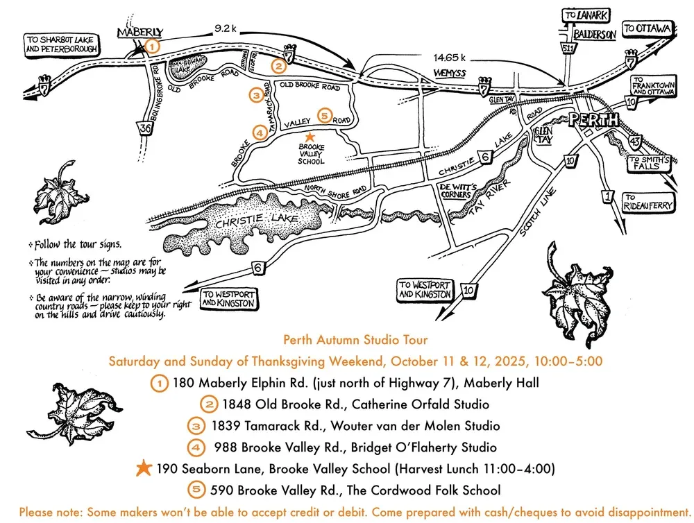 Hometown Happenings lists Perth Studio Tours under Perth Ontario event [Map shown here].