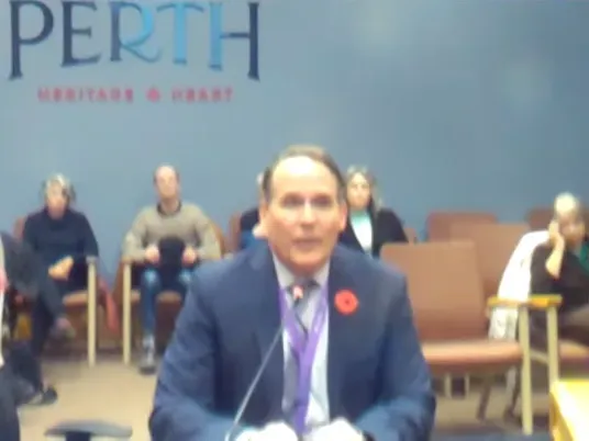 Perth and Smiths Falls District Hospital CEO Michael Cohen speaks with Perth council